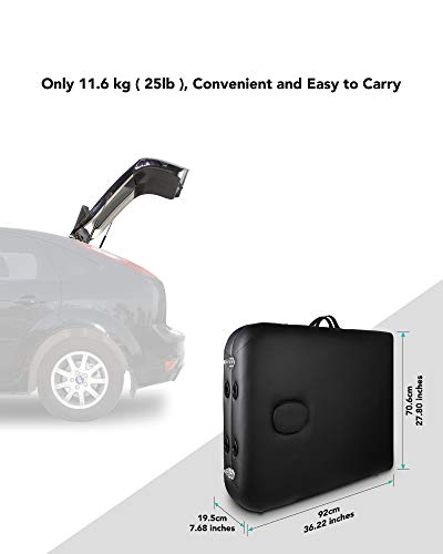 Naipo Table de Massage Cosmétique Lit de Massage Kiné Pliante Professionnel Portable Ergonomique table Canapé Pieds en Aluminium Thérapie Léger Confort Noir 213*90cm Naipo Table de Massage Cosmétique Lit de Massage Kiné Pliante Professionnel Portable Ergonomique table Canapé Pieds en Aluminium Thérapie Léger Confort Noir 213*90cm