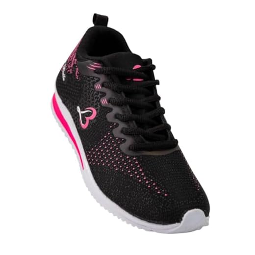 Tenis Esportivo Feminino Leve Academia Corrida Caminhada Conforto Total (Preto Rosa, BR, Adulto, Numérico, 36)