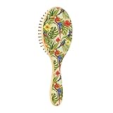 Tropical Birds Flowers Beige Pattern Hair Brush for Women Detangler Curly Thick Hair Brush for Girls