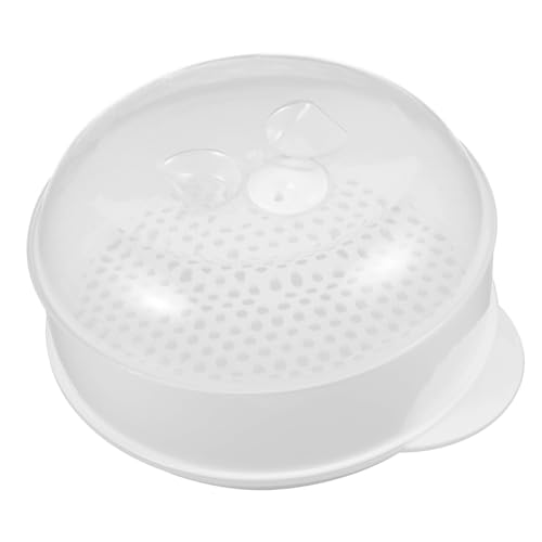 BESTOYARD プラスチック製電子レンジ対応丸型フードスチーマー 蓋付き 耐熱再利用可能 キッチン調理器具 家用節約エコ調理器