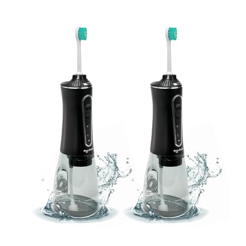 Professional Water Flosser - Advanced Dental Care for a Healthier Mouth, Gum, and Teeth - IPX7 Waterproof Oral Irrigator | 7 Replacement Tips, Travel-Friendly, Rechargeable - Oral Hygiene (2 Pack)