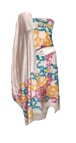 Image of Bhagalpuri Women unstitched Katan Slub Madhubani Screen Print suit Women Unstitched Salwar Suit Dress Material For women & Girls RF174