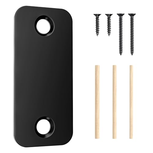 1 x 2-1/4 Door Hole Cover Plate Stainless Steel Door Strike Filler Plate Latch Filler Matte Black Deadbolt Cover Plate with Wood Dowel Strips (1 Pack)