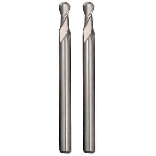 Image of 2Pcs 1mm Dia 2Flutes HSS M2 Ball Nose End Mill Flat Cutter CNC Slotting Cutting Profiling Router Bit for Steels Aluminum Copper Brass Bronze Cast Iron