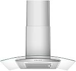 Range Hood 30 Inch, Tieasy Wall Mount Kitchen Hood with Ducted/Ductless Convertible Duct, Stainless Steel Chimney and Baffle Filter, 3-Speed Push Button, LED Lights