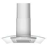 Range Hood 30 Inch, Tieasy Wall Mount Kitchen Hood with Ducted/Ductless Convertible Duct, Stainless Steel Chimney and Baffle Filter, 3-Speed Push Button, LED Lights