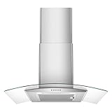 Campana de cocina Tieasy de 30 pulgadas, para montaje en pared con conducto convertible canalizado/sin conductos, chimenea de acero inoxidable y filtro deflector, botón pulsador de 3 velocidades,
