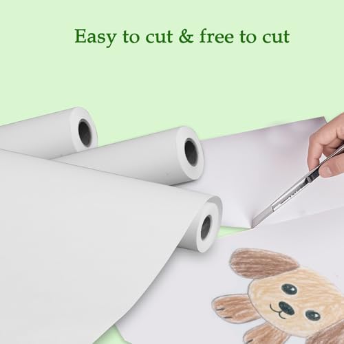 Miniatura 5 de Rollo Papel Pintar Niños 44x15m, Papel Continuo Blanco, Rollo De Papel Para Colorear, Material Vegetal Reciclado Y Superficie De Dibujo Ideal Para Actividades Creativas Y Manualidades Infantiles.