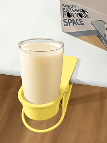 Kalolary Drinking Cup Holder Clip- Chair And Table Bottle Cup Stand The Diy Glass Clamp Storage Saucer Clip Water Coffee Mug Holder Saucer Clip Design For Home & Office, Yellow #TOP3