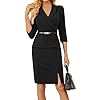 GRACE KARIN Women’s Bodycon Work Dress 3/4 Sleeve Church Teacher Business Office Wear to Work Sheath Suit Dresses with Belt