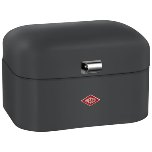 WESCO Single Grandy Brotkasten in der Farbe graphit matt, pulverbeschichtetes Stahlblech, Lüftungslöcher und stabiler Handgriff