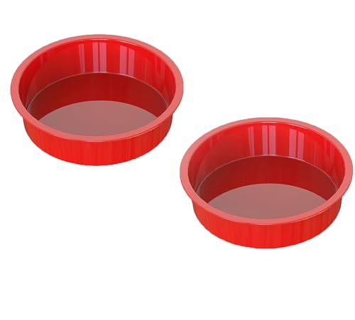 SILIVO 10 inch Silicone Cake Tins for Baking, 2Pcs 10 Inch Round Cake Tin, 25cm Silicon Cake Mould for Baking