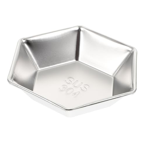 OFFSCH 304 Stainless Steel Diamond Fruit Tray Hexagon Plate Easy Clean Serving Dish for Snacks Condiments