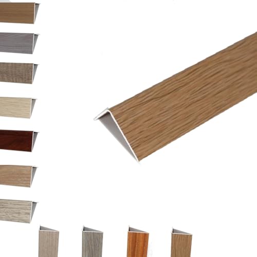 MACAGGTNTU 90cm Profilo Angolare Forma di L Alluminio Profilo per Bordi Scale Antiscivolo Listello Angolare Profilo per Bordi Scale per Laminato E Parquet(Coffee,W20mm-4/5in)