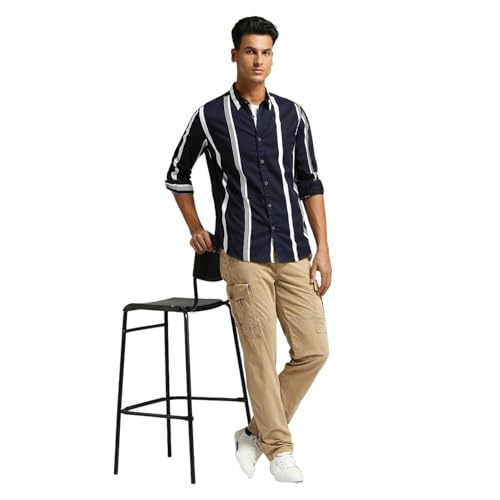 Image of Pepe Jeans Men's Casual Shirt | Striped Shirt for Men| Regular Fit | Vertical Stripes | Full Sleeve | Available in Plus Size