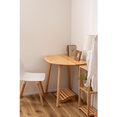 東谷 ROOM ESSENCE HOW-001NA ダイニングテーブル コンパクト 壁寄せ 壁付け 省スペース 角丸 シンプル 北欧 木製 天然木 韓国インテリア ナチュラル おしゃれ W83×D60×H72 [5]