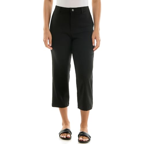 Zac & Rachel Women's Fly Front Capri Length Pant with Techdured Dot Millenium Fabric