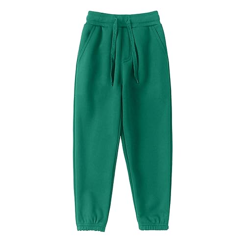 Kids Fleece Lined Sweatpants Elastic Waist Wide Leg Baggy Thermal Fall Clothes for Boys Cuffed Hem Tie Front Bottom