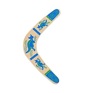 JIUAI Handgefertigter Boomerang, australischer Stil, Holz, authentischer Boomerang, V-förmiger Rücklauf-Boomerang für Kinder ab 10 Jahren, Blau