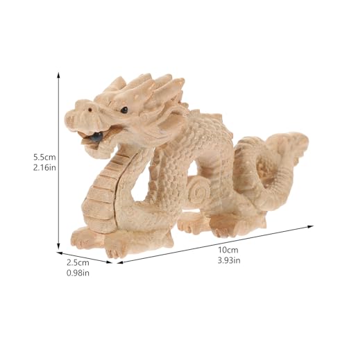 Estatua de dragón de madera para escritorio miniatura 7