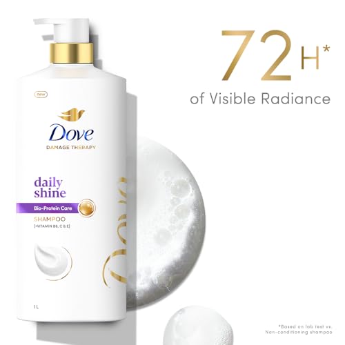 Dove Daily Shine Shampoo 1 L|| For Damaged or Frizzy Hair|| Makes Hair Soft|| Shiny And Smooth - Mild Daily Shampoo for Men & Women