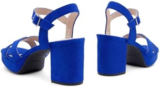 Shoe Land SL-Sabrina Women's Platform Heels 3 Inches Chunky Heels Open Toe Dress Block Heeled Sandals Black Red Gold White Ankle Strappy Heels Black Chunky Platform Heels for Prom Wedding