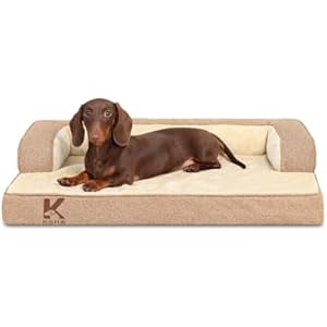 KSIIA Washable Dog Bed Medium Size Senior Dog, Orthopedic Warm Soft Pets Sofa Waterproof Pet Couch with Sides, Non-Slip and Egg-Crate Foam Beds with Removable Cover, 29x18Inch, Brown Brown 2