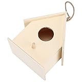 Semme Innovative and Sturdy DIY Wooden Birdhouse, Environment for Small Birds, Wooden Cabin Style Outdoor Decor, Unfinished for Customize Painting (Large Size with Hemp Rope No. 6)