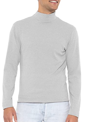 STRETCH IS COMFORT Herren Oh So Soft Luxe Mock Neck Rollkragen Langarm Shirt, Heather Grey Gerippt, XX-Large Cover