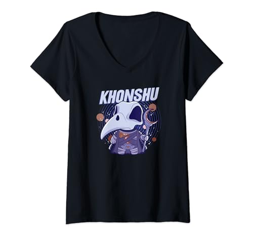 T-shirt Moon Knight Marvel col V pour femme en tissu respirant motif Khonshu