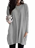 Naggoo Tunic Tops to Wear with Leggings Fall Dressy Long Sleeve Oversized Sweaters T Shirts for Women Light Grey L