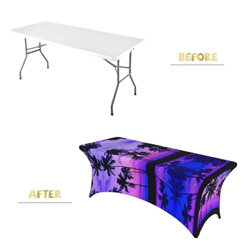 Housse de table extensible 1,8m EdWal élasthanne imprimé palmier - 5