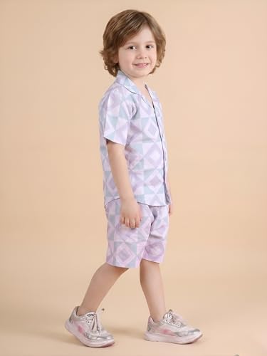Image of POLKA TOTS 100% Cotton Co-Ord Set for Boys | Half Sleeve Shirt & Shorts Beach Outfit for Kids | Ultra-soft & Breathable Summer Clothes for Toddler & Baby Boy | Casual Dress & Printed Nightwear Set