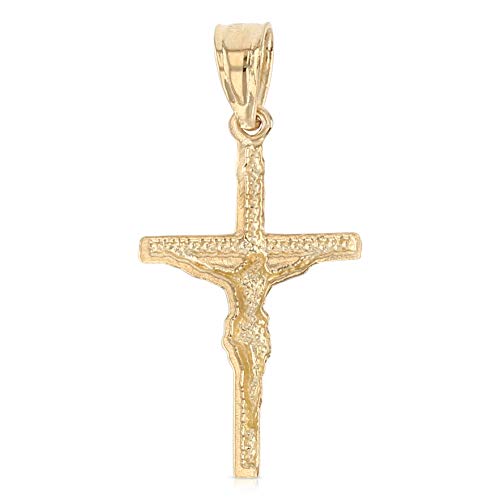 Ioka - 14K Two Tone Gold Jesus Christ Crucifix Cross Pendant Religious Tiny Size Charm3