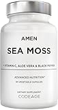 Amen Sea Moss Supplement - 1000mg Organic Irish Sea Moss, Bladderwrack, Burdock - Vitamin C, Aloe Vera, Black Pepper - Seaweed Superfood, Vitamins, Minerals, and Antioxidants - Non-GMO - 90 Capsules