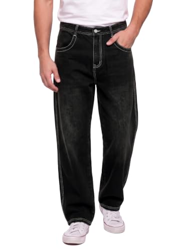 Image of GINGTTO Men's Baggy Barrel Jeans Wide Leg Y2K Denim Pants | Loose Fit Streetwear Casual Hip Hop Skater Vintage Style