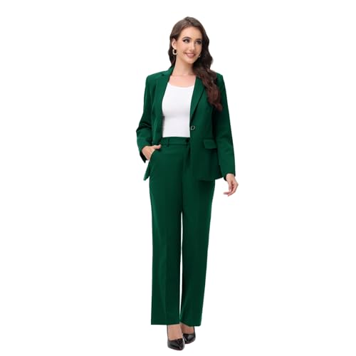 Lamgool Women's 2 Piece Pant Suits Dressy Blazer Wide Leg Pants Set Subtle Glimmer Pantsuits Business Casual Outfits3