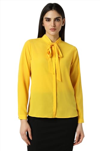 Van Heusen Women's Regular Fit Full Sleeve Tie Neck Formal Top