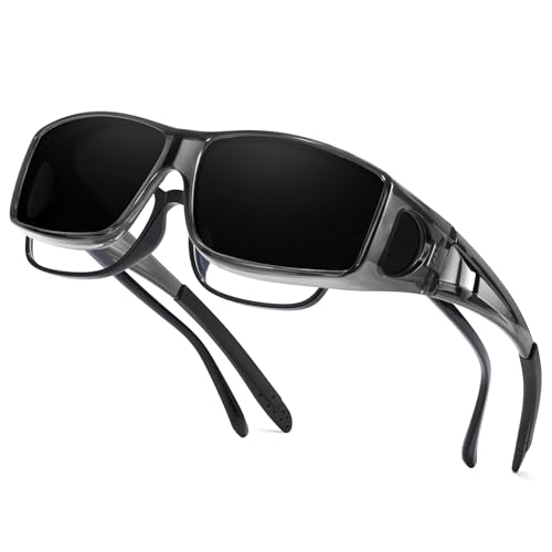 Myiaur Cat.4 Super Dark Sunglasses Over Glasses for Women Men, Polarized UV400 Sun Glasses Anti Glare for Light Sensitive