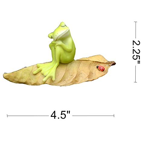Gemmia Fairy Garden Miniature Frog Statue- Dreaming Frog Figurine #TOP1