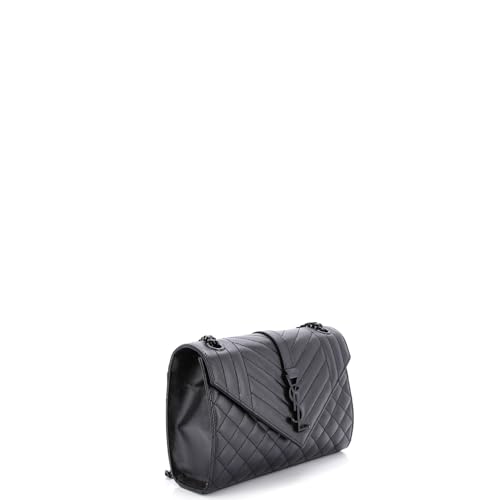 Saint Laurent, Pre-Loved Classic Monogram Envelope Satchel Mixed Matelasse Leather Medium, Black2