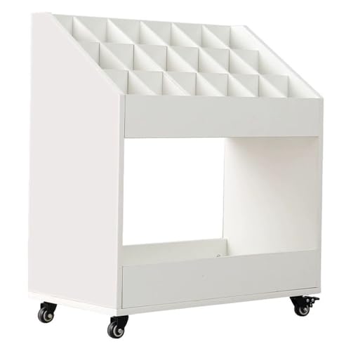 写真スタジオ機器ケース スタジオ収納ケース 木製 キャスター付き 大容量 背景紙 三脚 背景スタンド ライトスタンド 反射板 傘 収納 移動可能 高密度繊維板 ストレージボックス 機材整理 18穴/24穴(ホワイト,67.7*36.4*70cm)