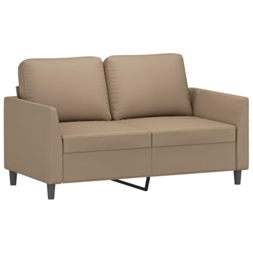 vidaXL Sofagarnitur 4-TLG., Sessel Couch mit Kissen Fußhocker, Sofa Wohnzimmersofa mit Armlehnen, Couchgarnitur Designsofa Sitzmöbel Polstermöbel, Cappuccino-Braun Kunstleder – Bild 5