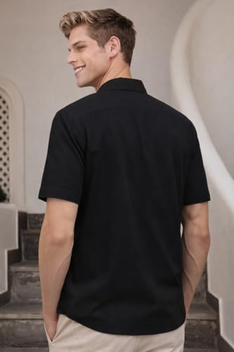 Image of Louis Philippe Men's Slim Fit Premium Textured Fabric Versatile Solid Easy Care, All Season adapability Half Sleeve Casual Shirt
