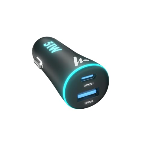 Image of PD 51W Superfast Charging Wozoyo Car Charger with Type C and USB A, Power Delivery, PPS & QC 3.0, Dual Port (33W + 18W), 12V-24V Compatible, Multi-Layer Protection, 2-Years Manufacturer Warranty