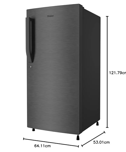 Image of Haier 195L 5 Star with Inverter Direct-Cool Single Door Refrigerator Appliance (HED-20FDS - Brushline Silver /Dazzel Steel)