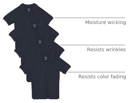 Image of Studio 3 Boy's - 4-Pack School Uniform Short and Long Sleeve Pique Polo Shirts