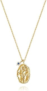 Paffartt Birth Month Necklace For Women Valentine's Day Birthday Anniversary Gold Plated Flower Pendant For Girls Personalised Round Birthstone Jewellery Month Necklace With Gift Box