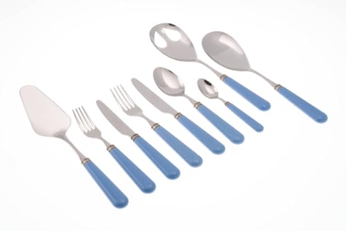 Posateria Servizio Set di Posate 75 Pezzi in Acciaio Inox Rivadossi Sandro Mistral Azzurro