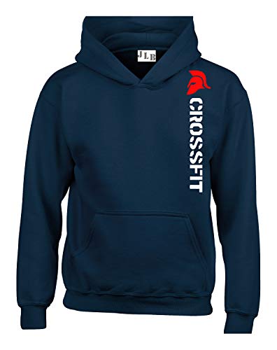 JLB Print Crossfit Spartan Helmet Fan Sport Gym Sweats a Capuche Unisexe Qualite Superieure pour Hommes Femmes et Adolescents - Marine/Moyen